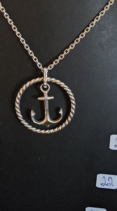 Brighton Jewelry - Brighton Silver Anchor in Twisted Rope Circle Necklace